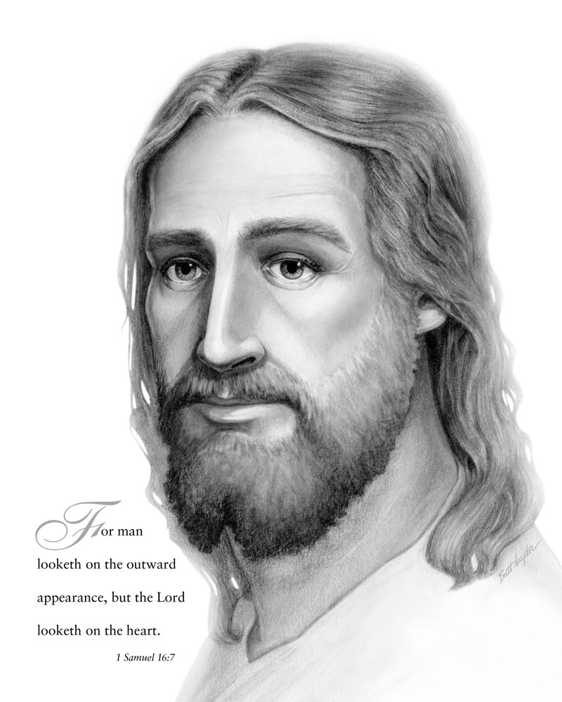 Lord Looketh Jesus Christ Lord Looketh drawing by Brett Snyder — original pencil sketch, free printable picture of Jesus